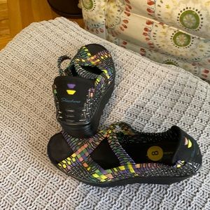Multi Color Stretchy Wedge Sandals